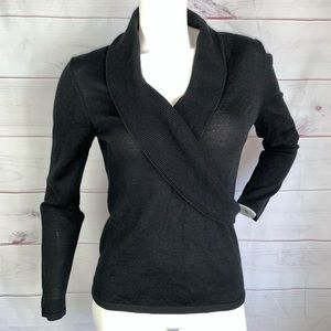 Ann Taylor factory black wrap v-neck sweater sz M